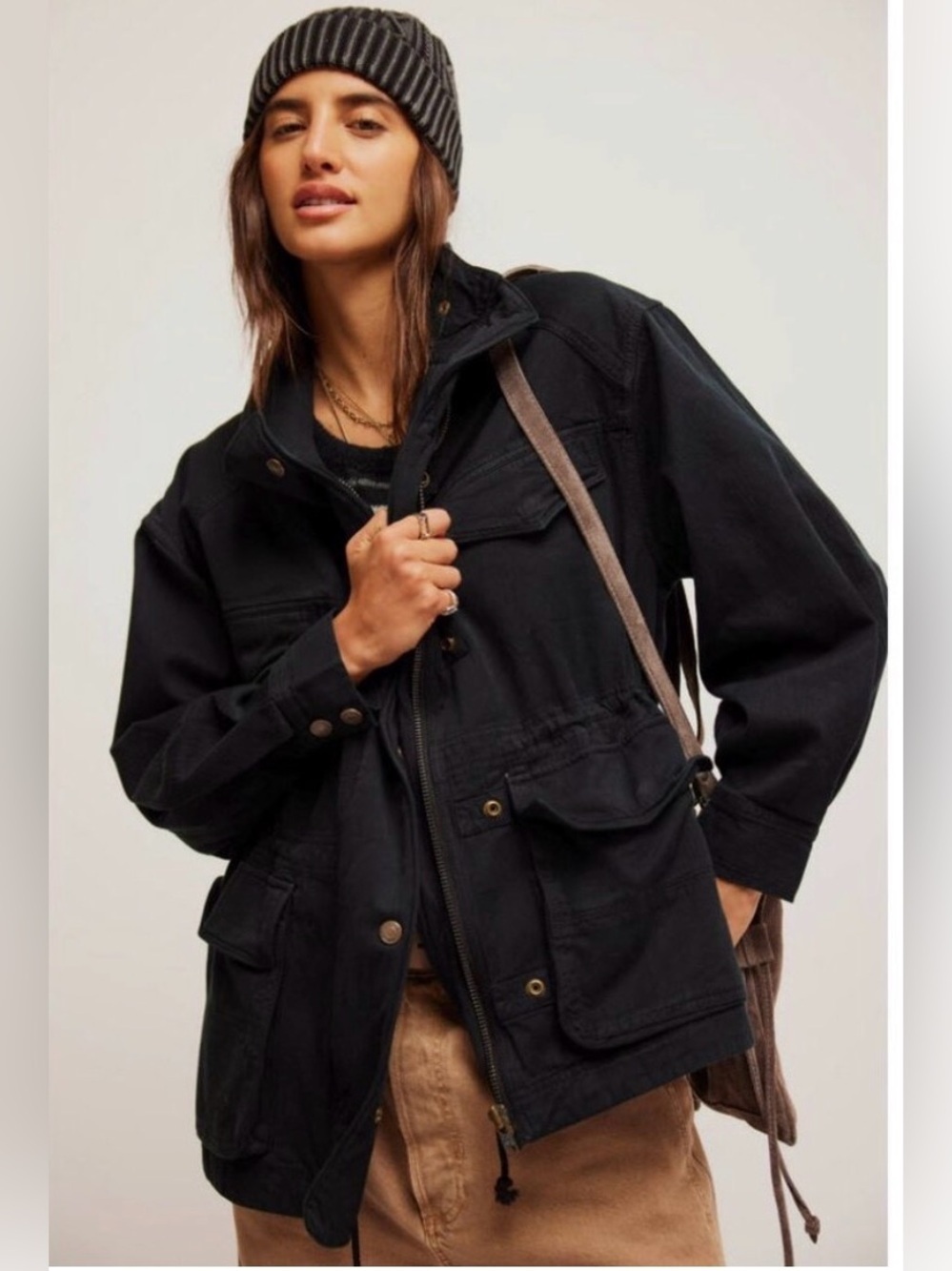 Free People Aya Black Utility Jacket